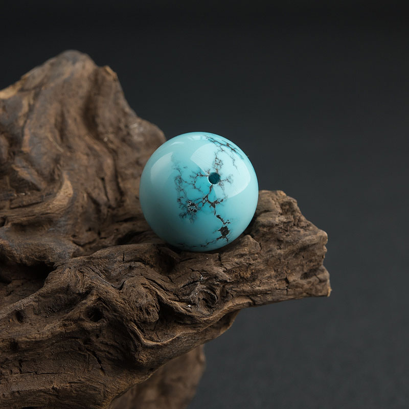 天然绿松石圆珠-红掌柜