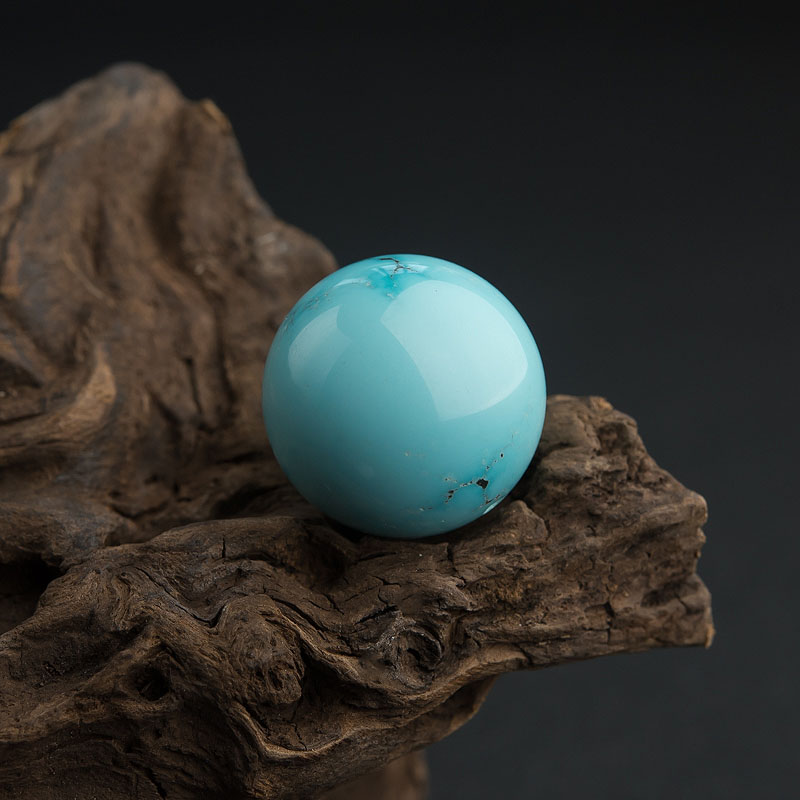 22mm铁线蓝绿松石圆珠-红掌柜