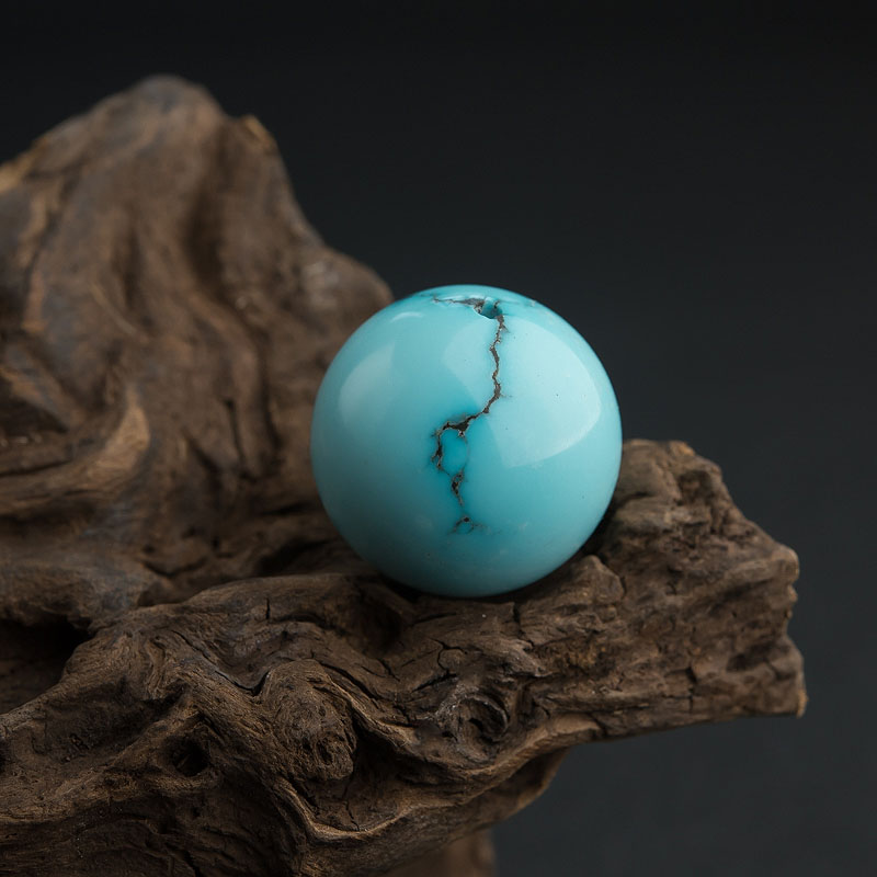 22mm高瓷蓝绿松石圆珠-红掌柜