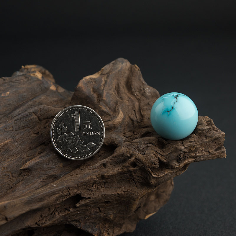天然绿松石圆珠-红掌柜