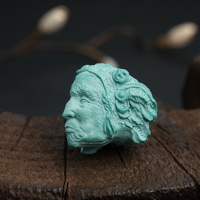 中瓷绿松石印第安人吊坠-红掌柜