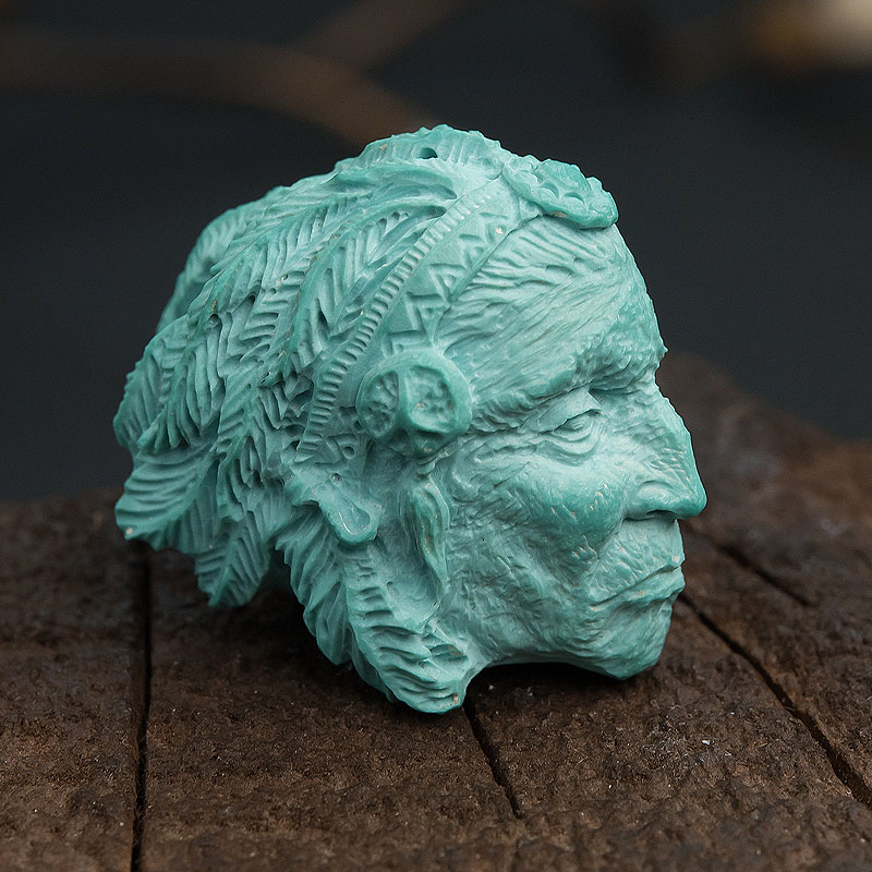 中瓷蓝绿绿松石吊坠-红掌柜