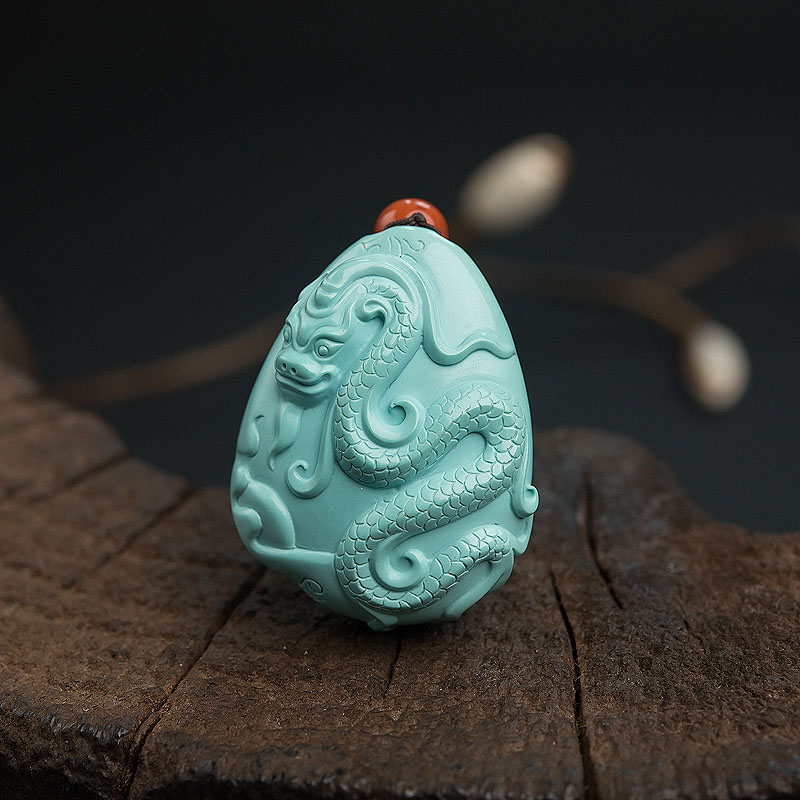 中高瓷绿松石龙吊坠-红掌柜