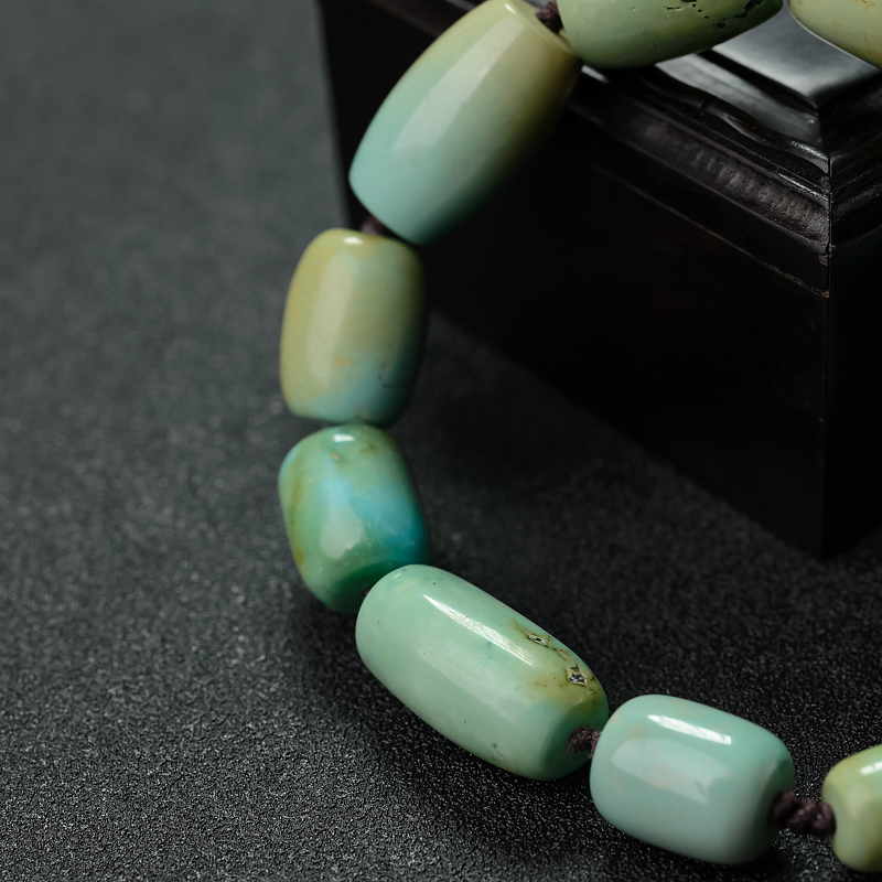 湖北天然中高瓷绿松石手串 - 红掌柜