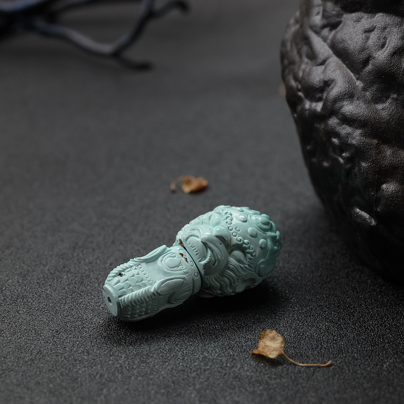 中高瓷铁线浅蓝绿松石鸟神三通-红掌柜