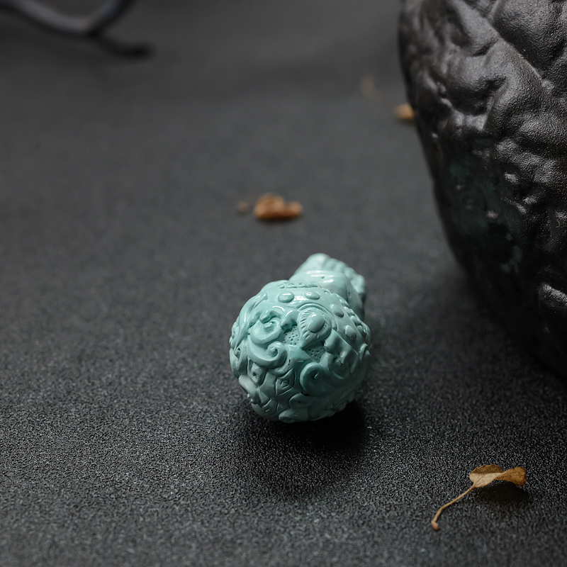 天然中高瓷铁线绿松石鸟神三通-红掌柜