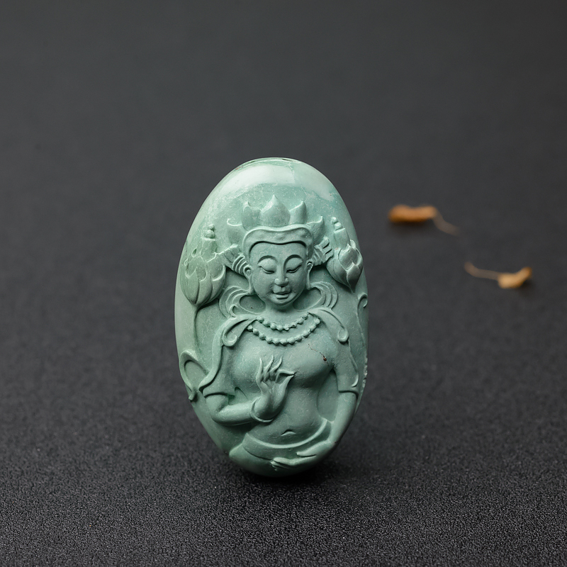 中高瓷蓝绿绿松石藏观音吊坠-红掌柜