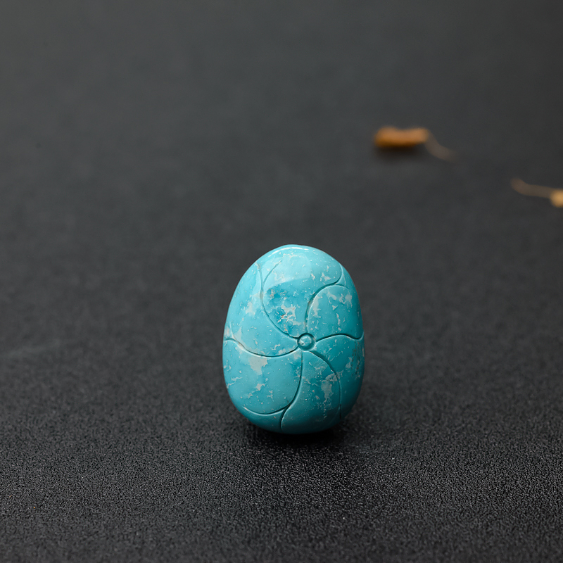 湖北天然蔚蓝绿松石观音吊坠-红掌柜