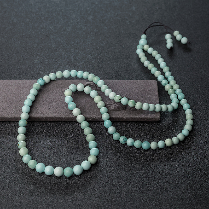 湖北天然中高瓷铁线浅蓝绿松石108塔链-红掌柜