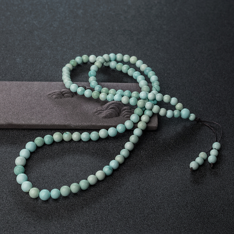 湖北中高瓷铁线浅蓝绿松石108塔链-红掌柜