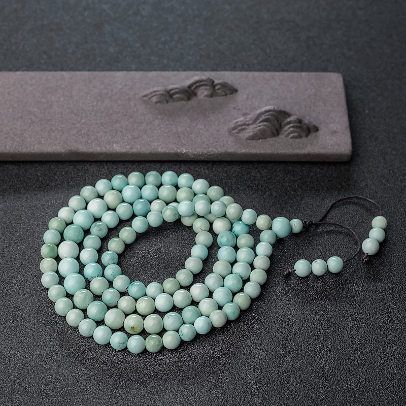 湖北天然中高瓷浅蓝绿松石108塔链-红掌柜