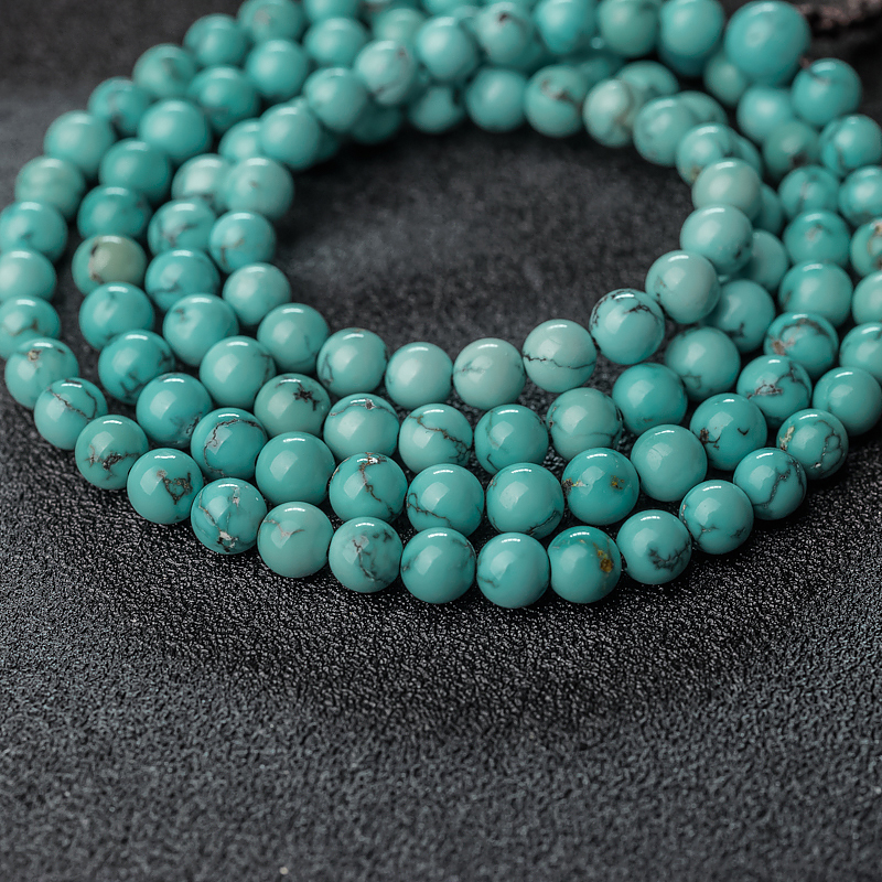 湖北天然中高瓷绿松石珠链-红掌柜