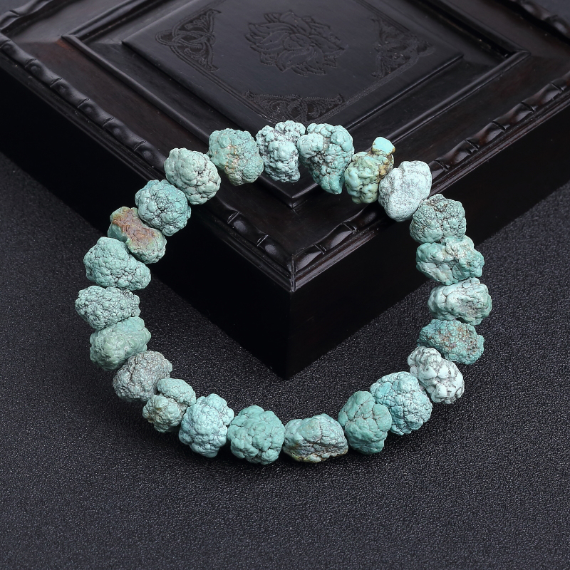 湖北天然中瓷铁线蓝绿随形单圈手串-红掌柜