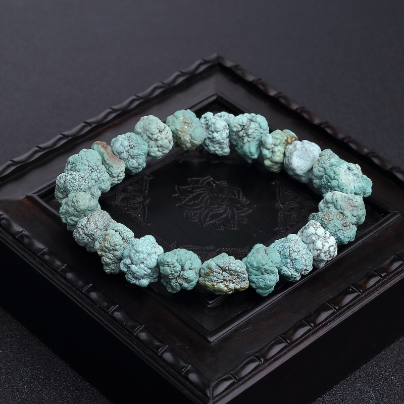 湖北天然铁线蓝绿随形单圈手串-红掌柜