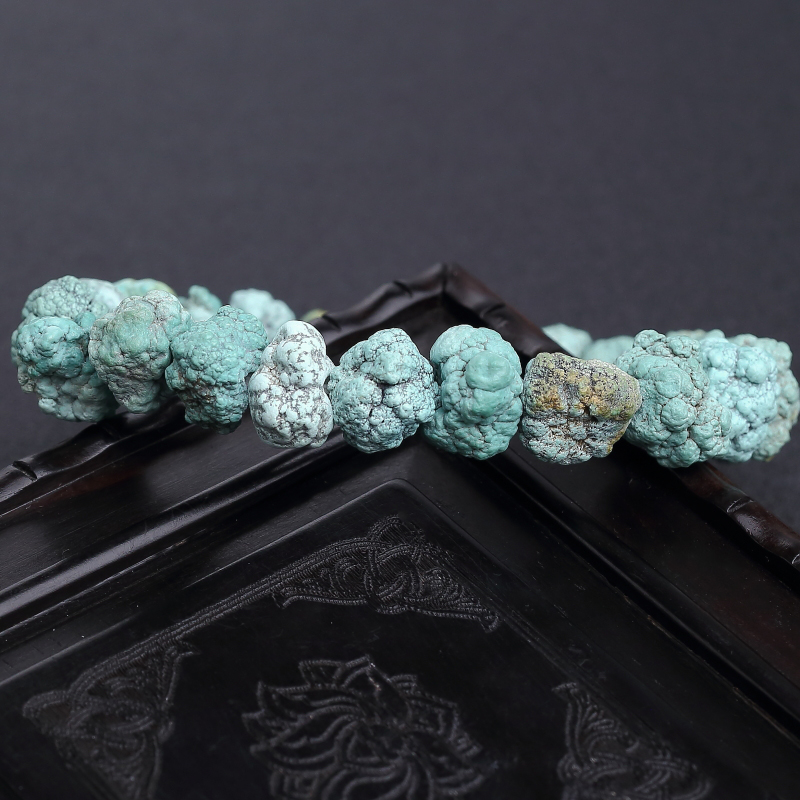 湖北天然中瓷铁线蓝绿随形手串-红掌柜