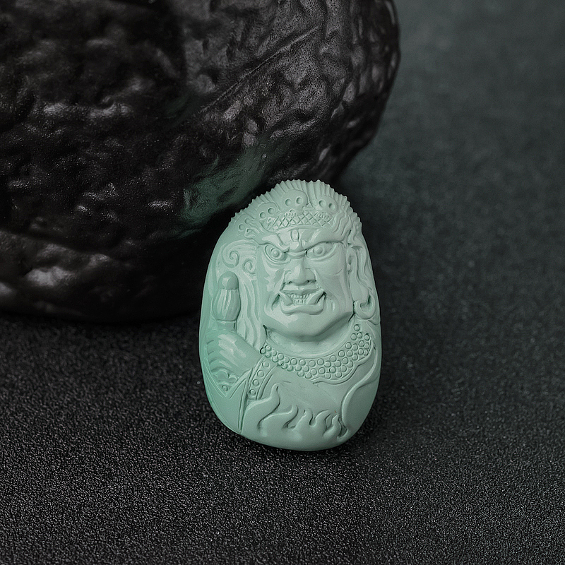 高瓷铁线浅蓝绿松石法王吊坠-红掌柜