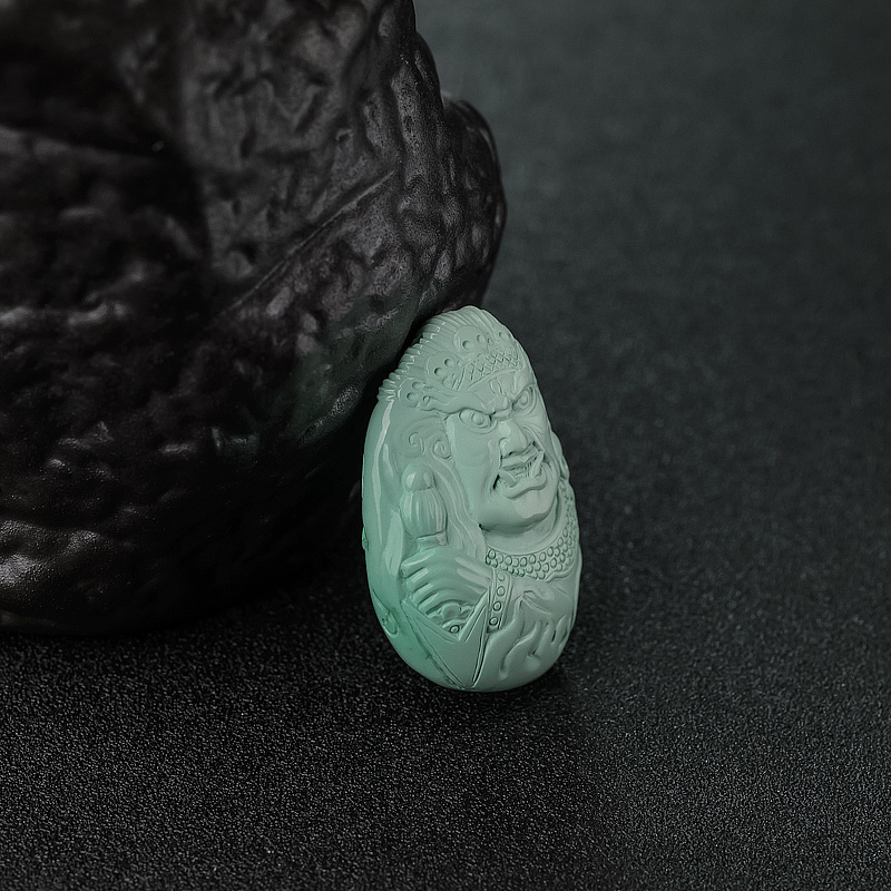 高瓷铁线浅蓝绿松石法王吊坠-红掌柜