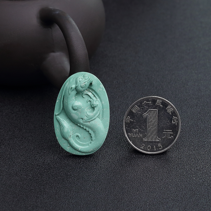 中高瓷蓝绿绿松石吊坠-红掌柜