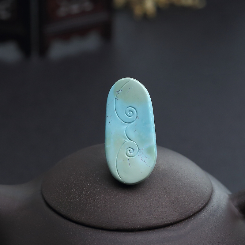 湖北天然俏色绿松石佛吊坠-红掌柜