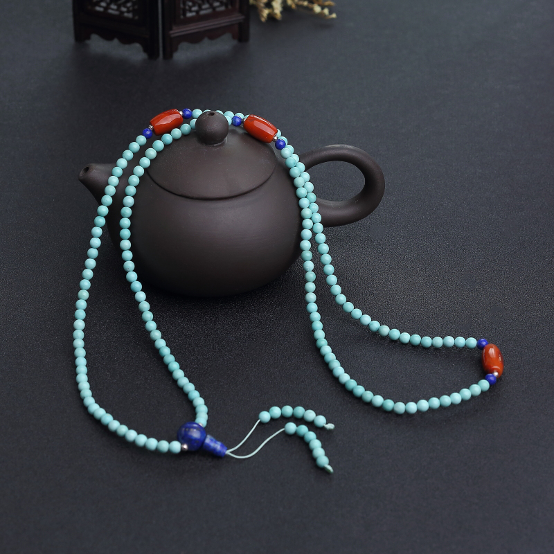 湖北天然高瓷蓝绿绿松石项链-红掌柜