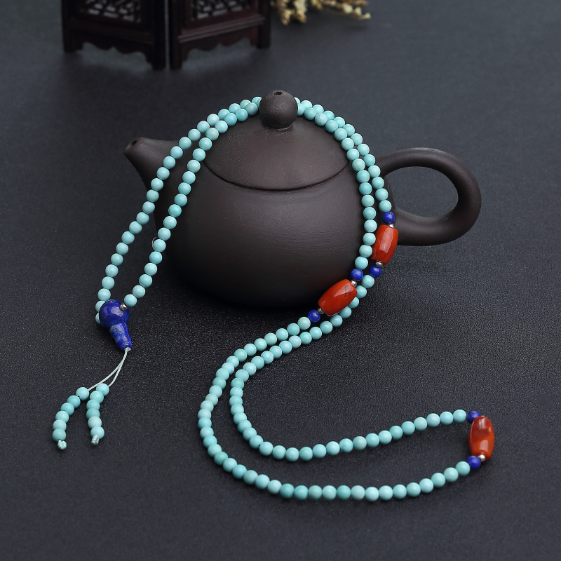 天然高瓷蓝绿绿松石项链-红掌柜