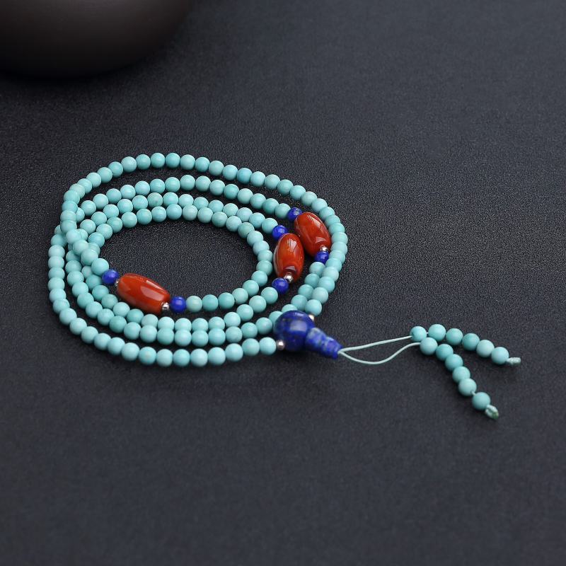 湖北高瓷蓝绿绿松石项链-红掌柜