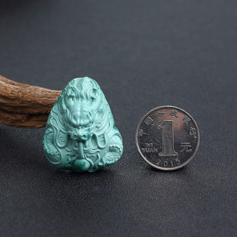 高瓷蓝绿绿松石龙吊坠-红掌柜