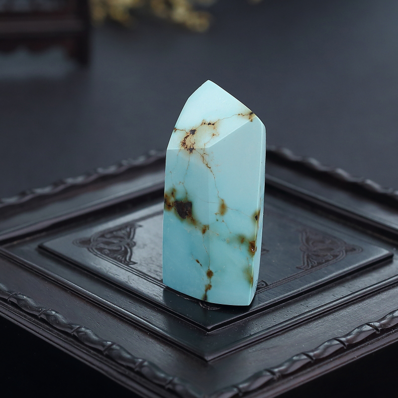 蓝绿绿松石随形吊坠-红掌柜