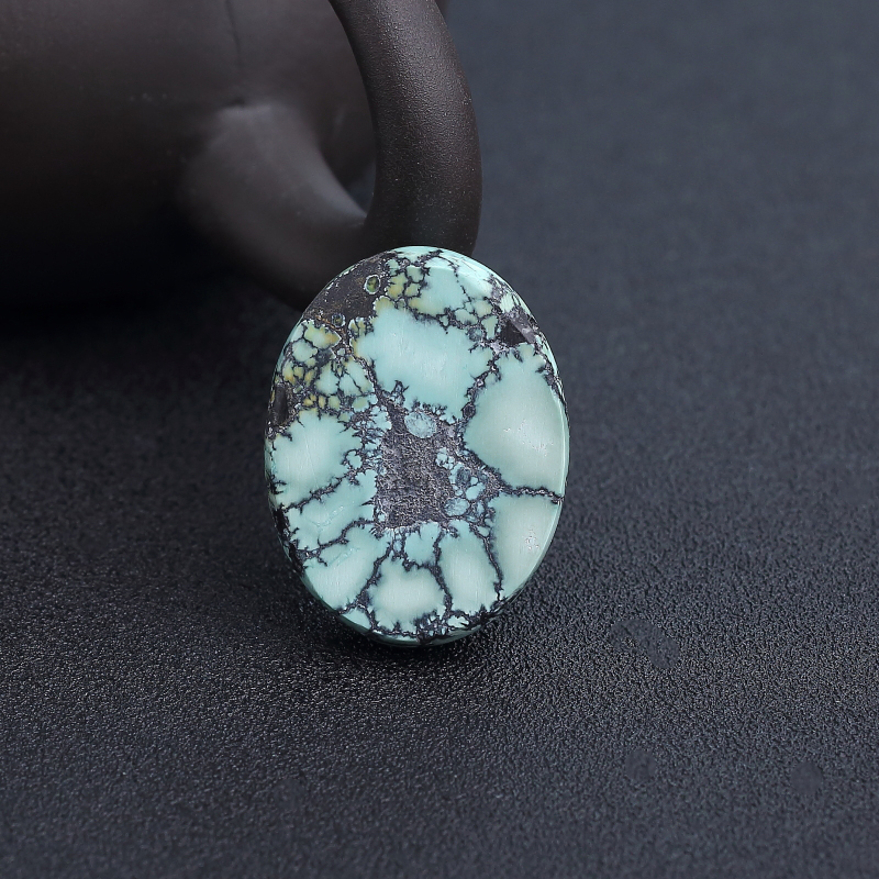 蓝绿绿松石蛋面型戒面-红掌柜