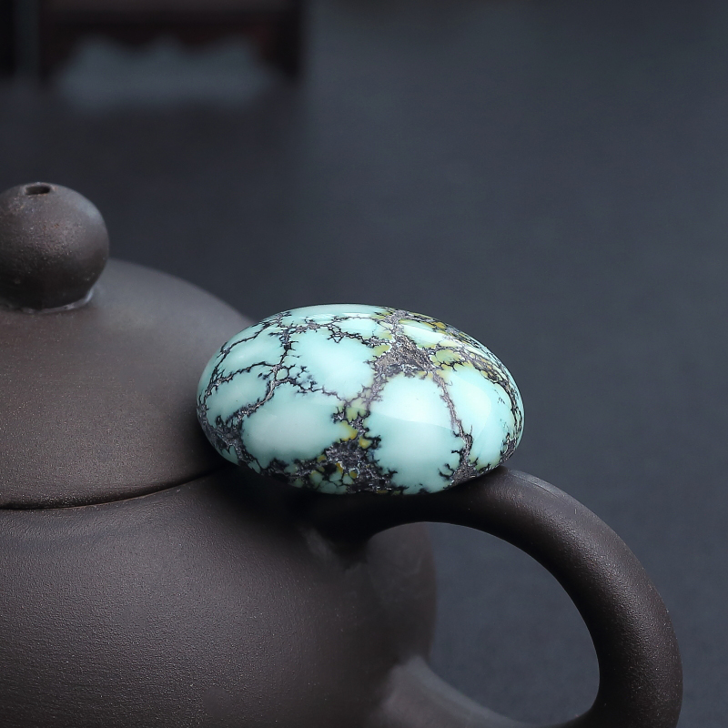 高瓷乌兰花绿松石蛋面型戒面-红掌柜