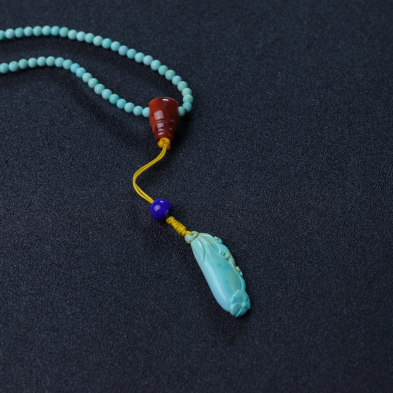 湖北天然中高瓷绿松石项链-红掌柜