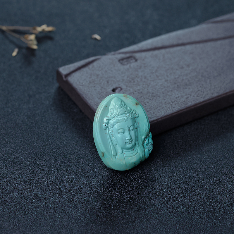 中高瓷铁线绿松石观音吊坠-红掌柜