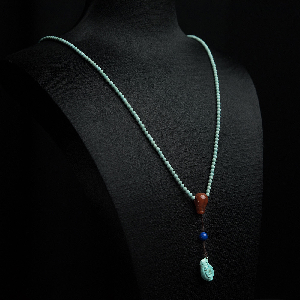 浅蓝绿松石项链-红掌柜