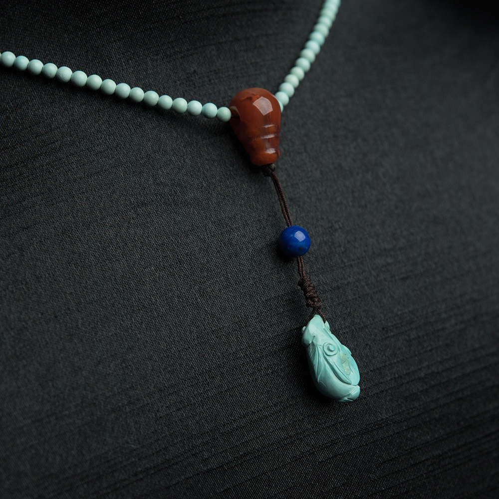 中高瓷铁线绿松石项链-红掌柜