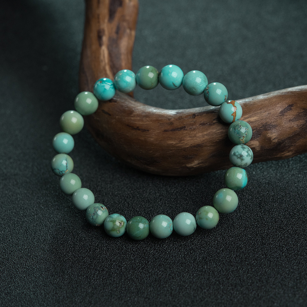 俏色绿松石单圈手串-红掌柜