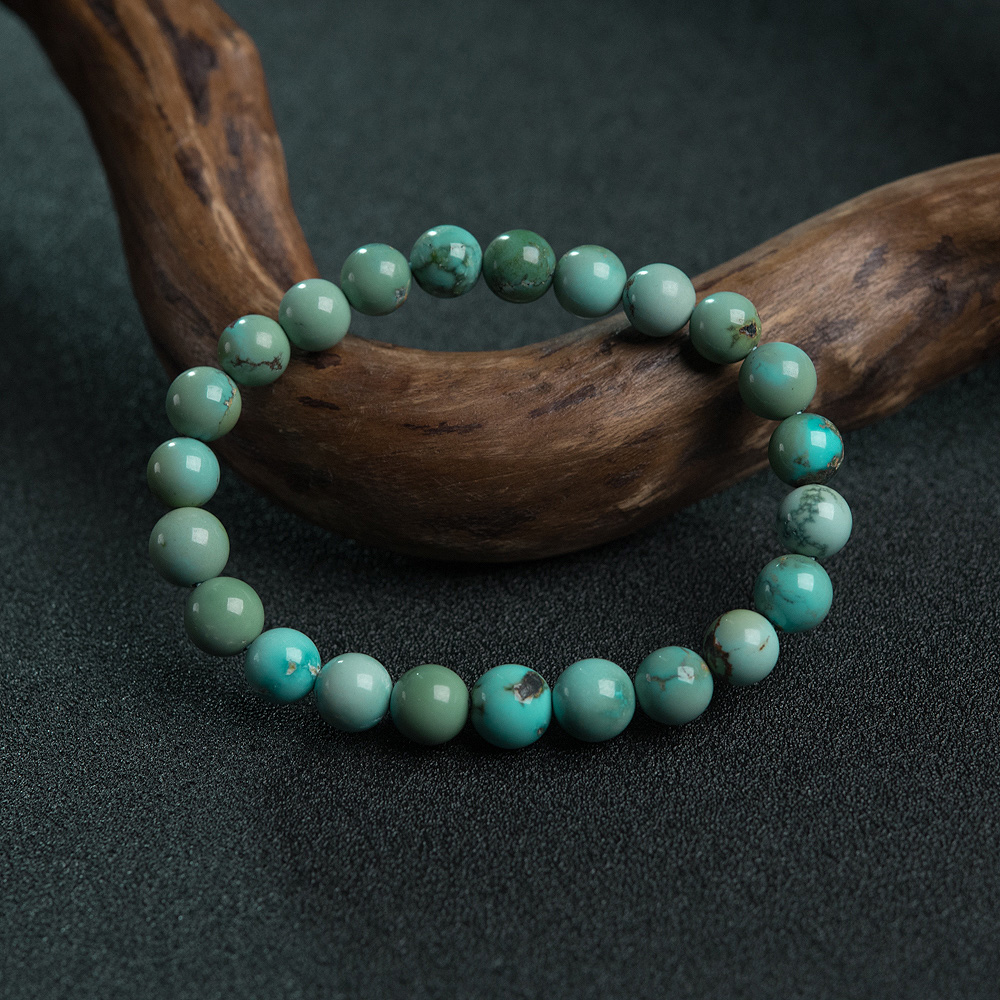 中高瓷铁线绿松石单圈手串-红掌柜