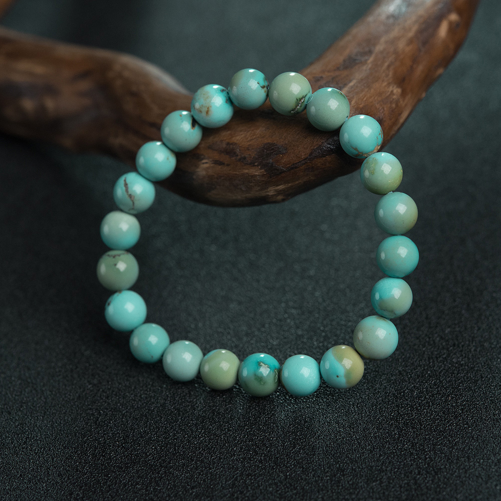 俏色绿松石单圈手串-红掌柜