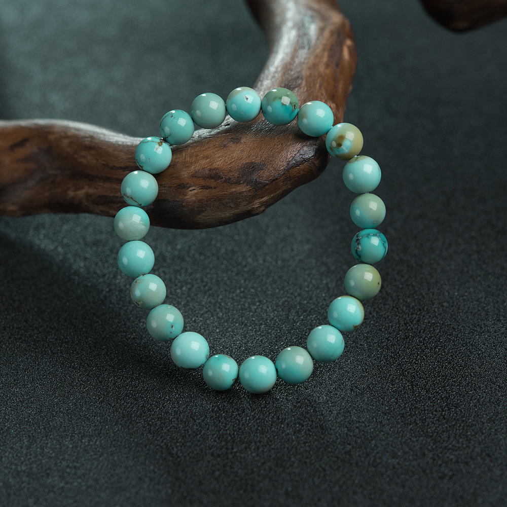 中高瓷铁线绿松石单圈手串-红掌柜