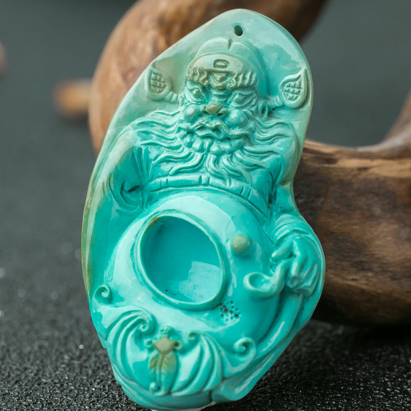 高瓷蓝绿松石钟馗吊坠-红掌柜