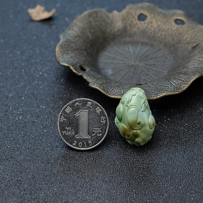 天然湖北高瓷蓝绿绿松石貔貅吊坠-红掌柜