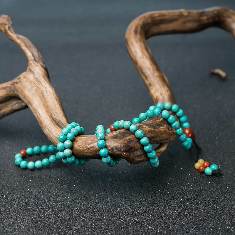 中高瓷铁线蓝绿松石108佛珠-红掌柜