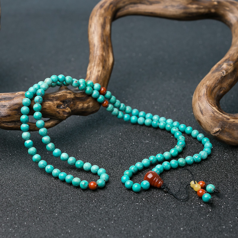 蓝绿松石108佛珠-红掌柜