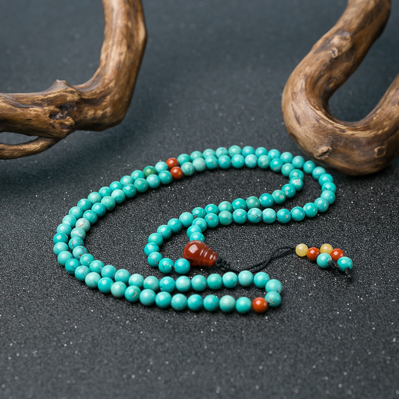 中高瓷铁线绿松石108佛珠-红掌柜