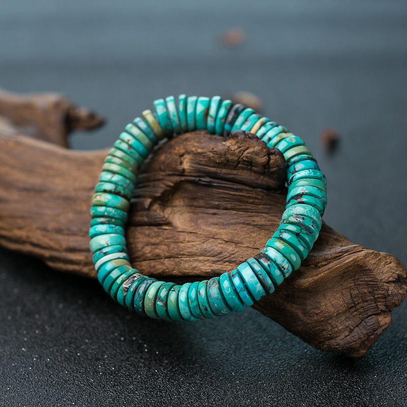 蓝绿绿松石隔片单圈手串-红掌柜