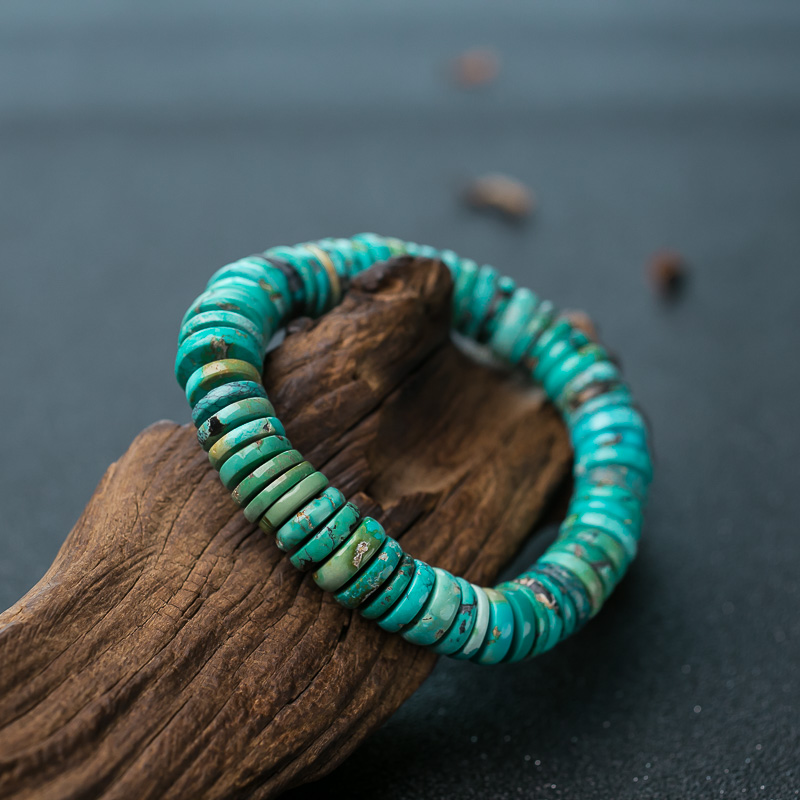 中瓷铁线绿松石隔片单圈手串-红掌柜