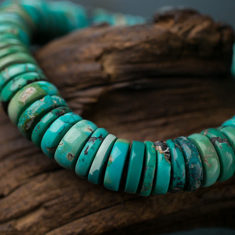 天然绿松石隔片单圈手串-红掌柜