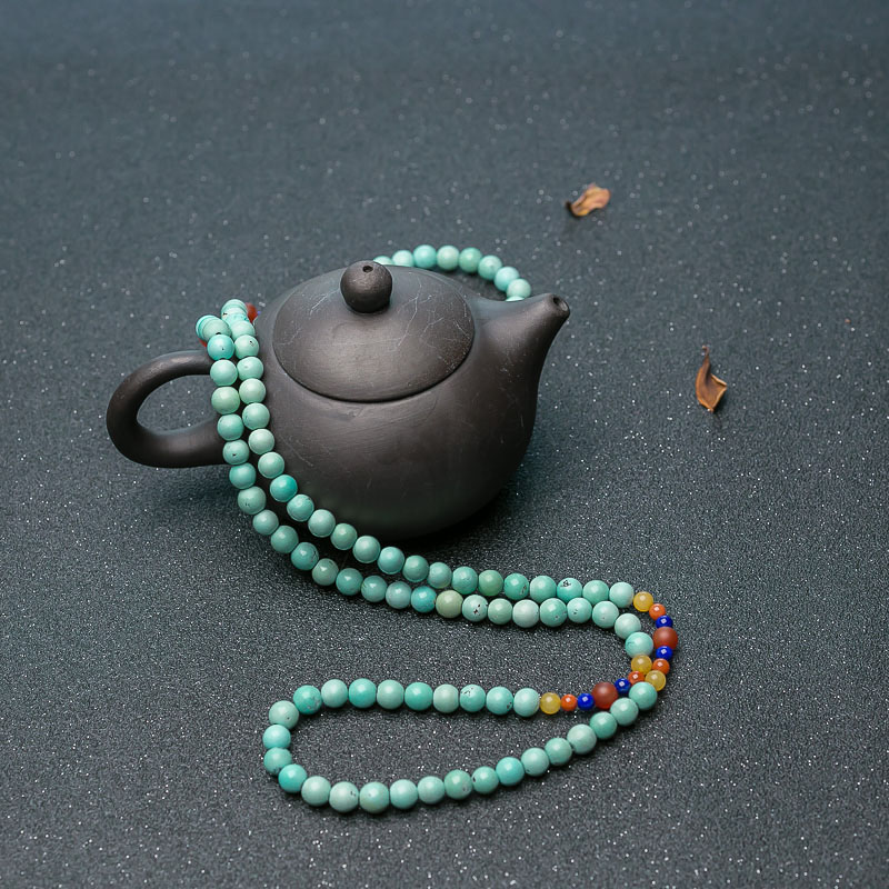 浅蓝绿松石108佛珠-红掌柜