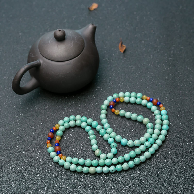 中高瓷铁线绿松石108佛珠-红掌柜