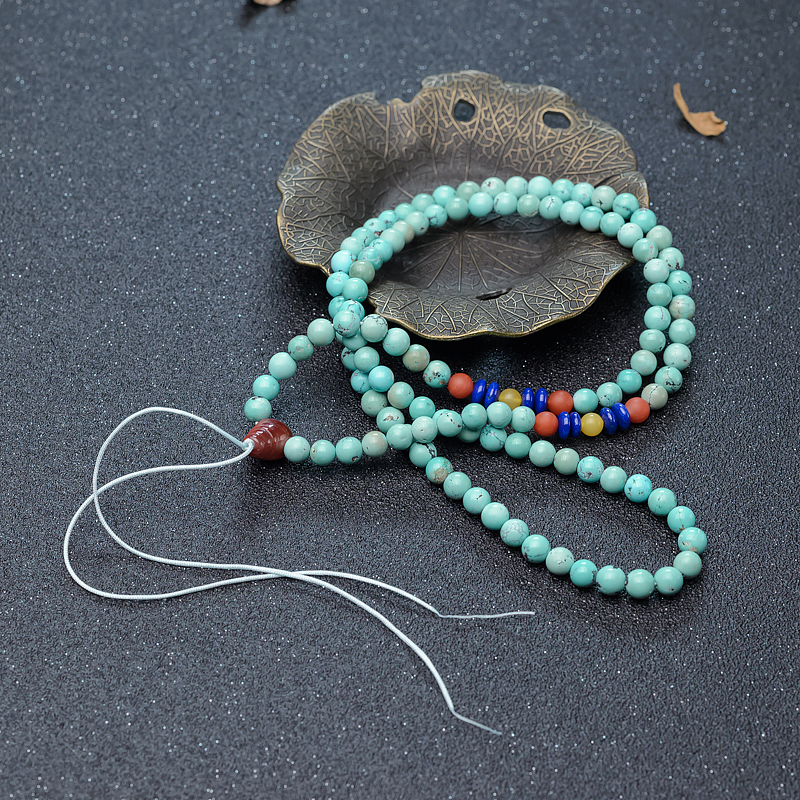 天然湖北中高瓷铁线蓝绿松石配链-红掌柜