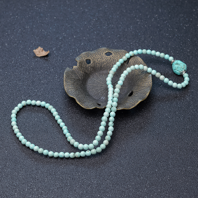 中瓷铁线浅蓝绿松石配链-红掌柜